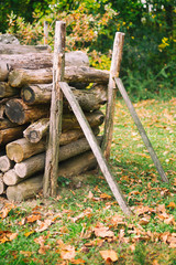 Wall Mural - wooden logs