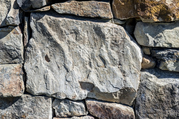 Rock wall various size stones