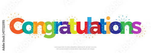 Fotomural congratulations colorful with fireworks on white background