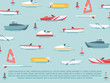 © MicroOne - Sea transport poster design - boats and ships background