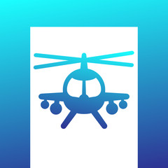 Poster - combat helicopter icon over white