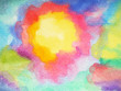 © Benjavisa Ruangvaree - abstract art sun, sunny rainbow colorful watercolor painting background hand drawing