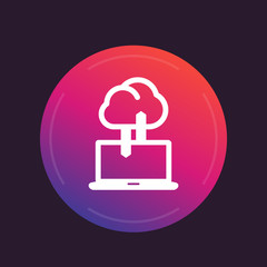 Poster - sync with cloud icon, round pictogram