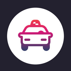 Sticker - taxi car line icon isolated over white, vector illustration