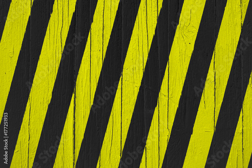 Warning Sign Yellow And Black Stripes Painted Over Cracked Wood Sign Usually Used In Construction Sites Meaning Do Not Enter The Area Caution Danger Or Under Construction Buy This Stock Photo