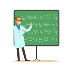 Sticker - Doctor of mathematical sciences stands next to blackboard with formulas