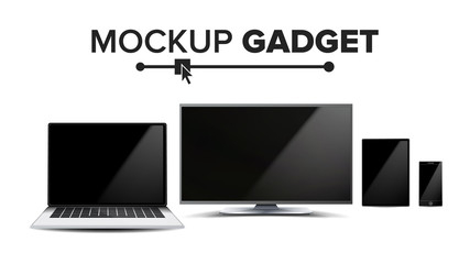 Poster - Gadget And Device Mockup Vector. Trendy Electronic Gadgets. Isolated Illustration