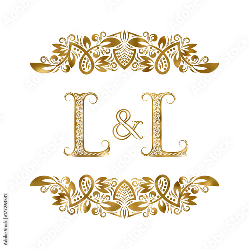 L and L vintage initials logo symbol. The letters are surrounded by ...