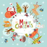 Fototapeta Dinusie - Merry Christmas! Holidays card