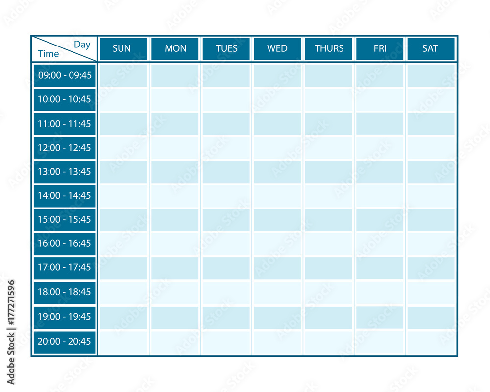 Weekly Template for Seven Days with Timeline - obrazy, fototapety, plakaty 