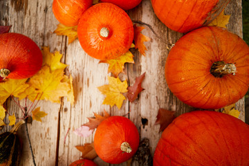 Wall Mural - Pumpkin Background, top view. Vegetarian food, health or cooking concept.