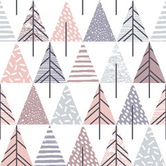  Abstract geometric seamless repeat pattern with christmas trees.
