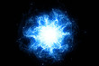 3D rendering, abstract cosmic explosion shockwave blue energy on black background