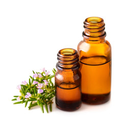 rosemary essential oil isolated on white