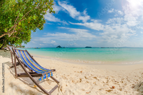 Beach Chair On Perfect Tropical Sand Beach Phi Phi Island