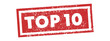 red square top 10 ten rubber stamp and icon