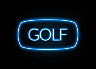 Golf  - colorful Neon Sign on brickwall