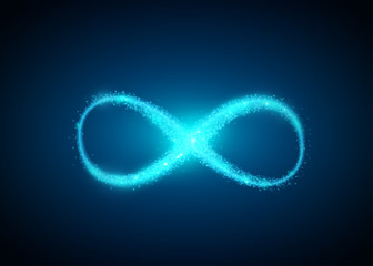 Wall Mural - Infinity symbol background. Light blue infinite, eternity concept with particles