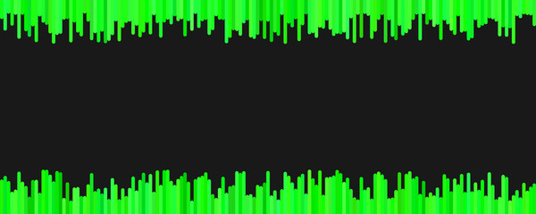 Poster - Banner background template design - horizontal vector graphic from vertical stripes in green tones on black background