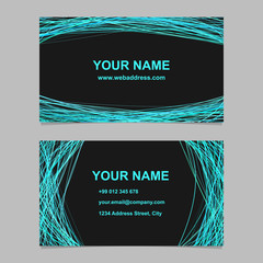 Poster - Colorful business card template design set - vector identity illustration with arched lines on black background