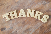 Shortbread Cookie Letters Spelling Out The Word "thanks"