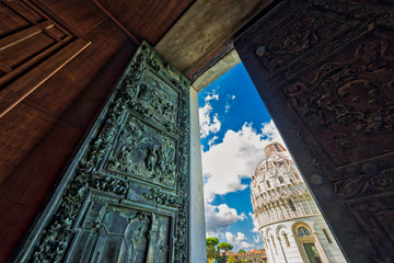 Poster - door to public square of miracle in Pisa