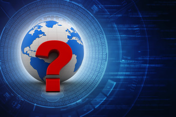 Poster - 3d rendering questionmark and globe