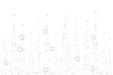 Realistic Fizzing Air Bubbles, Effervescent Water On White Background. Vector Illustration.