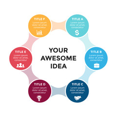 Vector circle arrows infographic, cycle diagram, graph, presentation chart. Business concept with 6 options, parts, steps, processes.