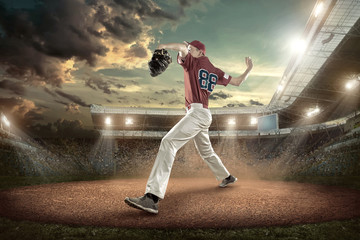 Wall Mural - Baseball players in action on the stadium.