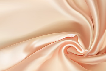 realistic 3d soft drapery silk satin curve crease fabric elegant pink beige color wedding sepia back