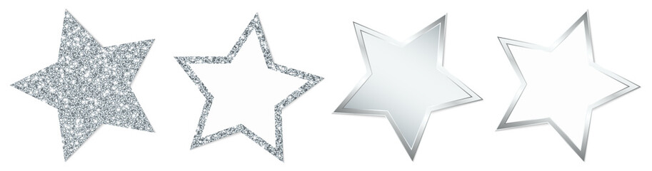 Sticker - 4 Stars Sparkling Shining Silver