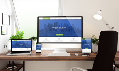 Poster - window office desktop devices modern design