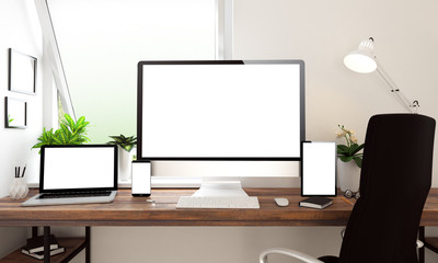 Poster - window office desktop devices mock up