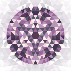 Poster - Round geometric triangle mandala design symbol - symmetric vector pattern graphic art from colored triangles