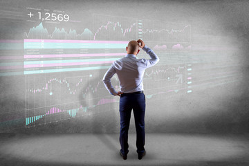 Poster - stock exchange trading data information displayed on a futuristic interface