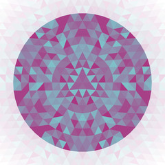 Poster - Round abstract geometrical triangle kaleidoscopic mandala design symbol - symmetric vector pattern art
