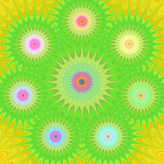 Poster - Multicolored abstract computer generated fractal mandala background