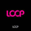 Pink logo. loop logo. Pink ribbon loop logo on dark background.