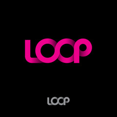 Sticker - Pink logo. loop logo. Pink ribbon loop logo on dark background.