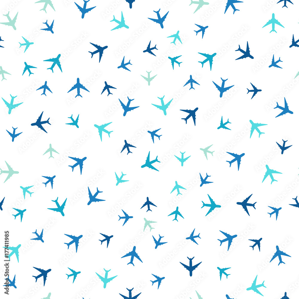 travel around the world airplane routes seamless pattern, background ...