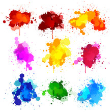 Colors Watercolor Paint Stains Vector Set.