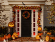 © 2mmedia - halloween decorated house with pumpkins. 3d rendering