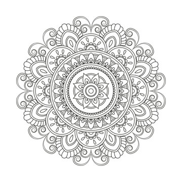 Flower Mandala. Vintage decorative elements. Oriental pattern, vector illustration. Islam, Arabic, Indian, moroccan,spain, turkish, pakistan, chinese, mystic, ottoman motifs. Coloring book page