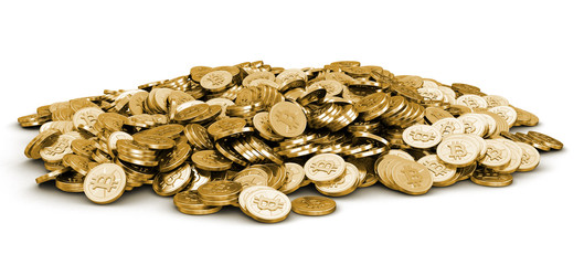 Poster - Golden bitcoin. Image with clipping path