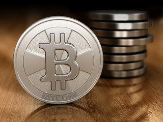 Poster - Silver bitcoin. Image with clipping path