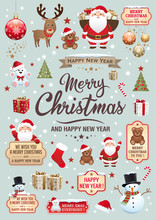 Christmas And New Year Elements - Icons, Characters, Labels, Lettering
