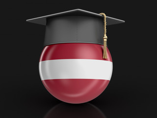 Poster - Graduation cap and Latvian flag. Image with clipping path