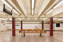 Empty Bench In A Subway Station In New York City