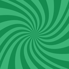 Poster - Abstract spiral design background from radial green ray stripes - vector illustration